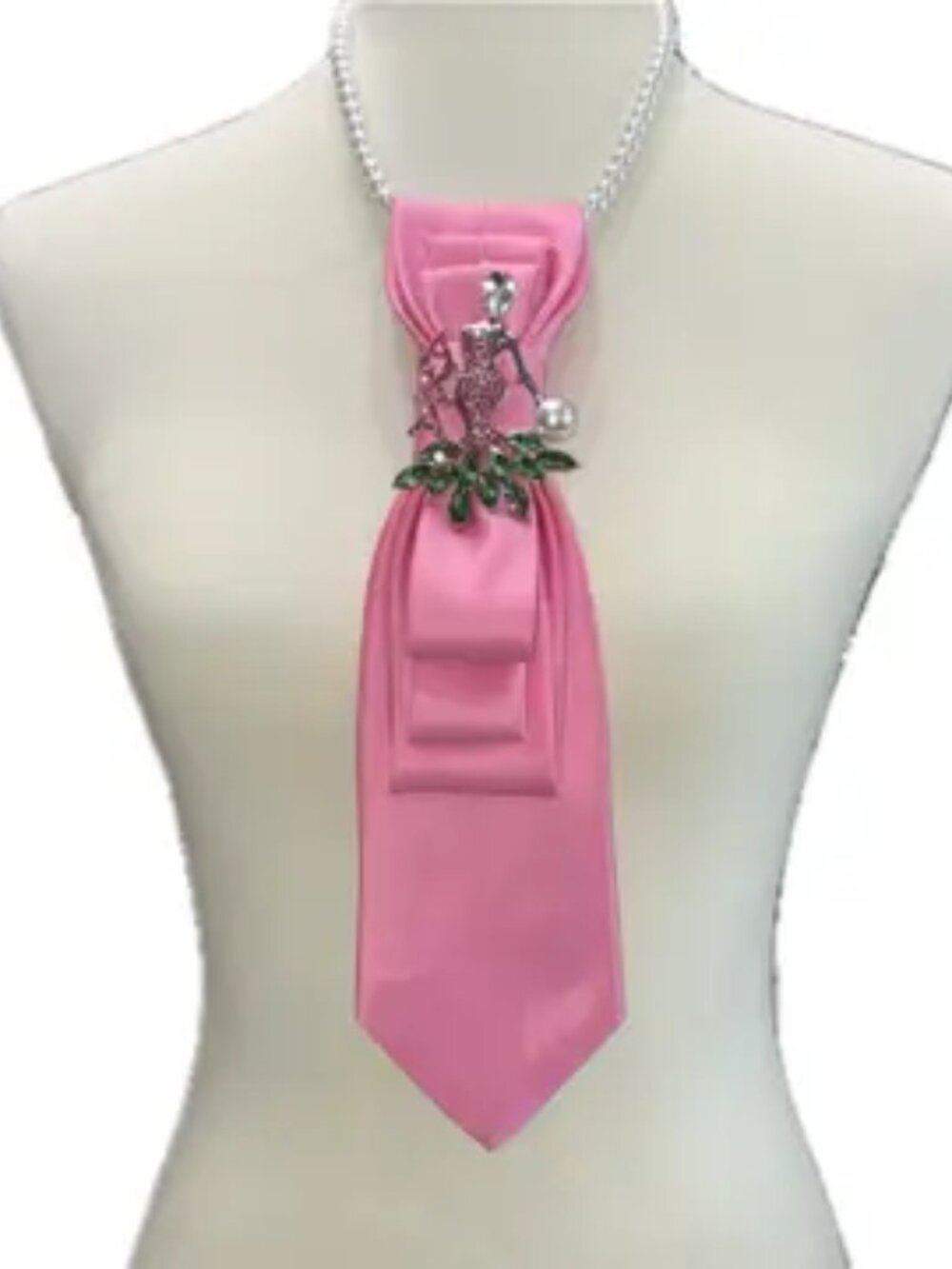 AKA Rhinestone Brooch Necktie Necklace